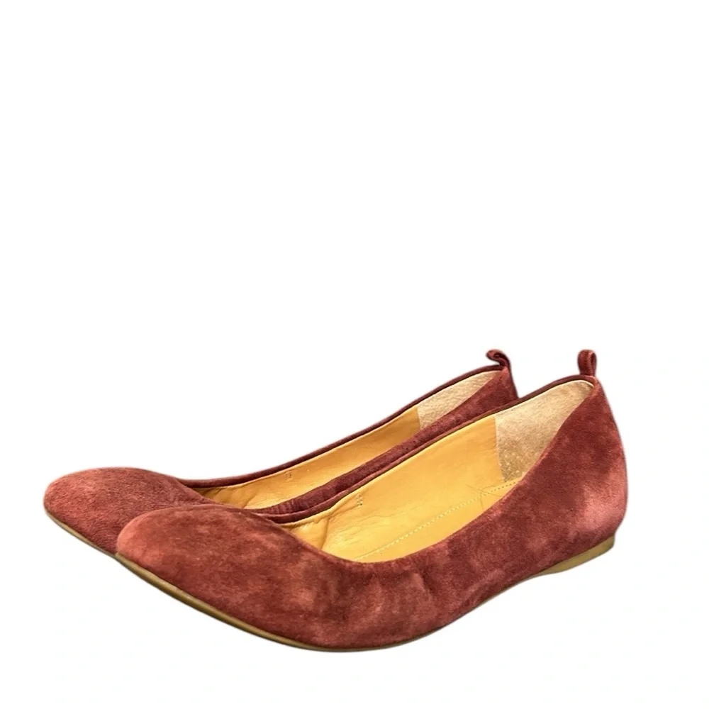 J. Crew Plum Purple Cece Suede Leather Ballet Flats Slip-On Hidden‎ Wedge 6.5